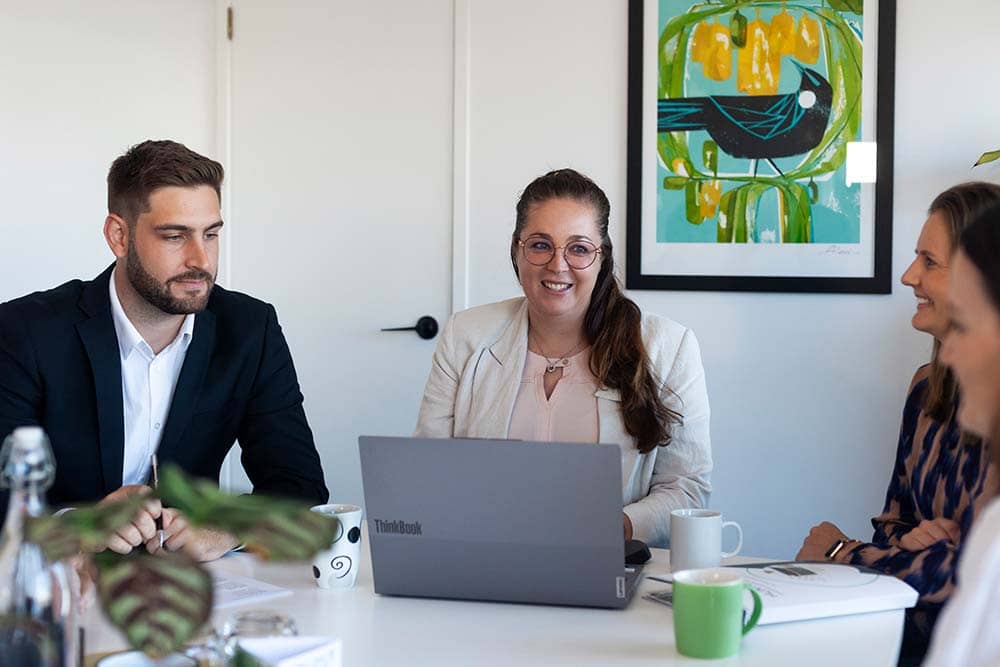Brigette Fulton, Director at Hunter Withers, leading a staff meeting at the Pukekohe office.